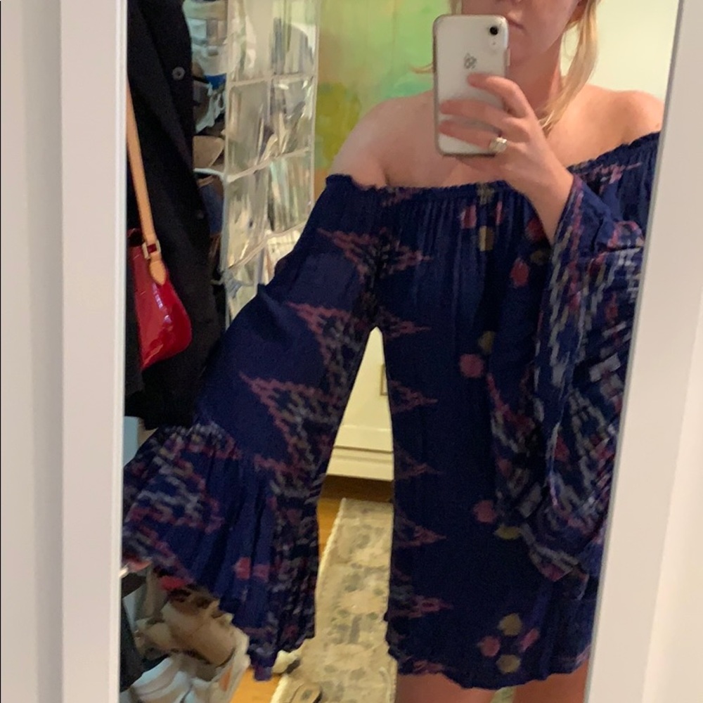 Off the shoulder blue dress